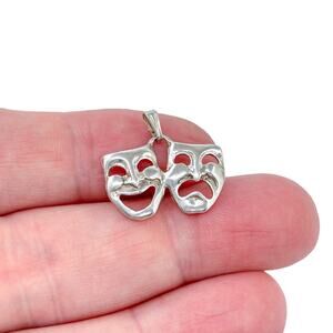 Estate Sterling Silver 925 Comedy Tragedy Mask Pendant